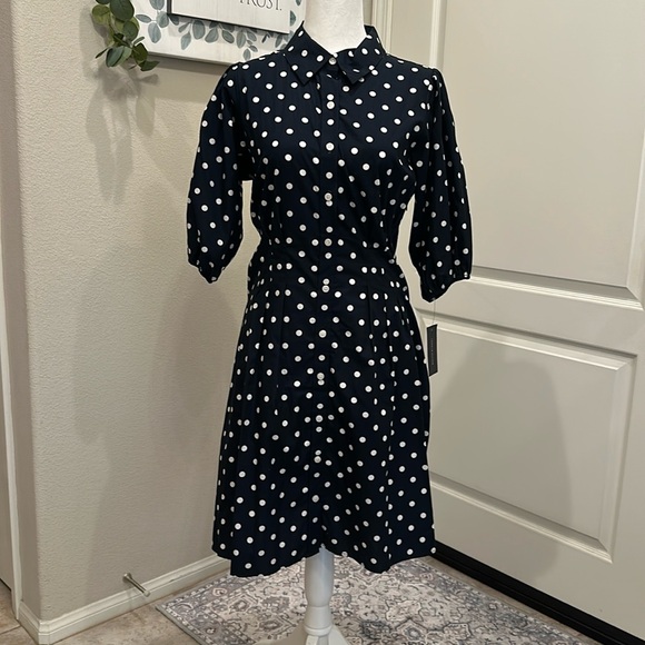 Tommy Hilfiger Dress, Size 8, Navy Blue (almost black), Polka Dot - Picture 1 of 9